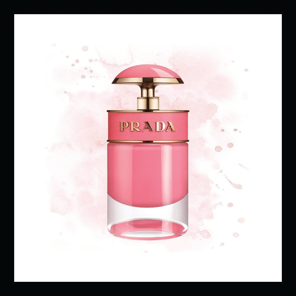 Scented original fashion art. Fan art fashion print in custom frame Prada 12x12